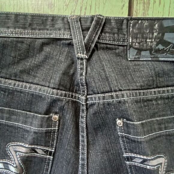 5ive Jungle & Co. Denim Jeans Men Size 32 Black Embroidered Back Pockets - Picture 5 of 13